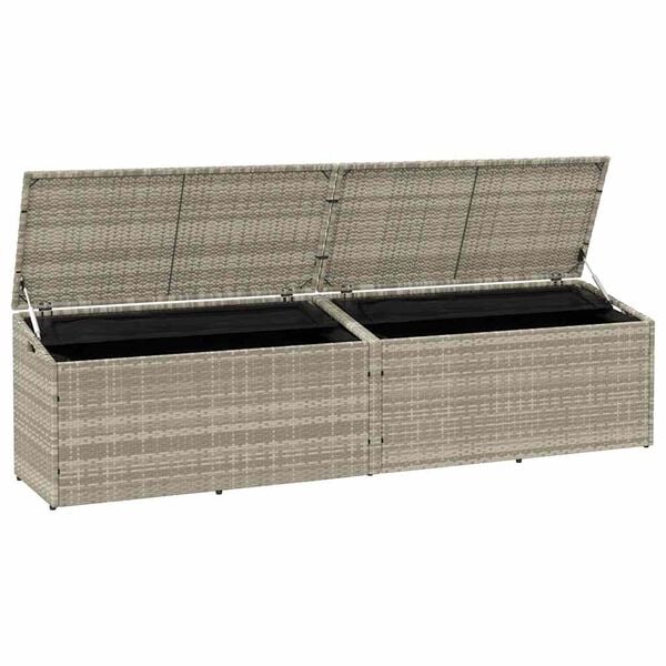 vidaXL Skrzynia ogrodowa jasnoszara 220x50x58 cm polirattan