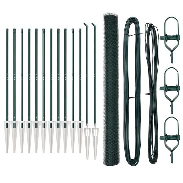 vidaXL Słupek ogrodzeniowy. Zielony 25 x 1,6 m (25 mm siatka)