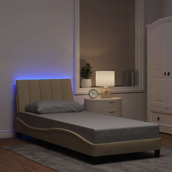 vidaXL Rama ł&oacute;żka bez materaca Hanko Kremowa 90x190 cm Tkanina