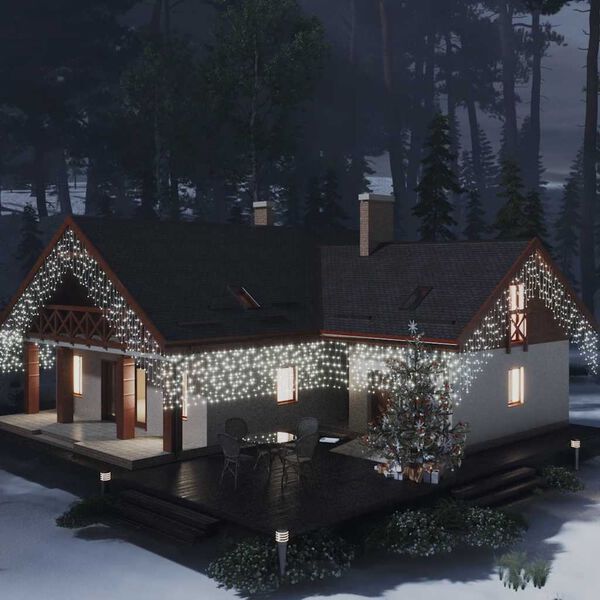 vidaXL Zasłona świetlnych sopli, 10 m, 400 diod LED, zimna biel