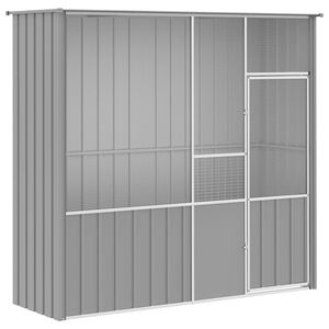 vidaXL Woliera, szara, 215x78x200 cm, galwanizowana stal