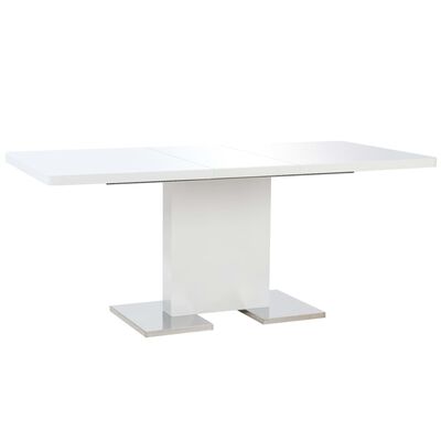 vidaXL Rozkładany stół jadalniany, wysoki połysk, biały, 180x90x76 cm