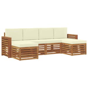 vidaXL Zestawy sof 6 pcs Naturalny i Kremowy Lite Drewno Akacji