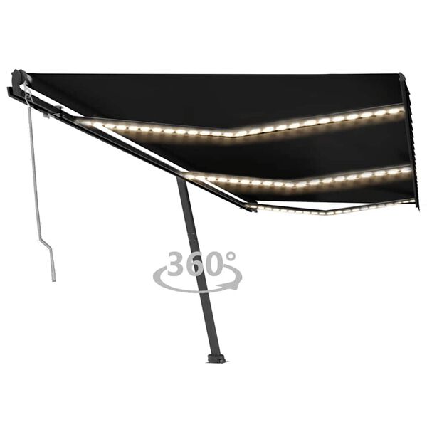 vidaXL Automatycznie zwijana markiza, LED i czujnik wiatru, 600x300 cm