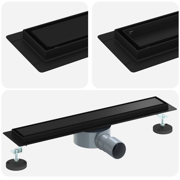 vidaXL Odpływ prysznicowy 2 w 1 z syfonem 360&deg; Czarny 50 cm