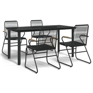 vidaXL 5-częściowy zestaw mebli ogrodowych, czarny, rattan PVC