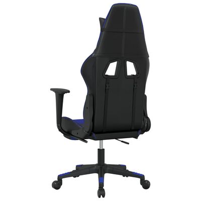 vidaXL Fotel gamingowy z podnóżkiem, czarno-niebieski, sztuczna skóra
