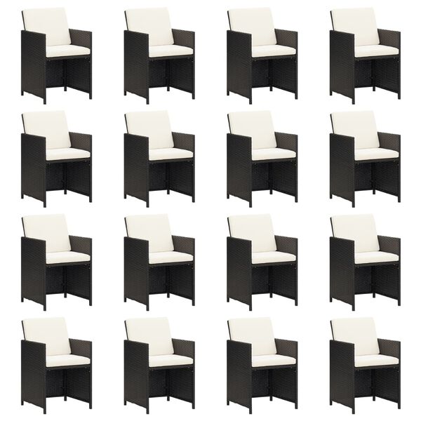 vidaXL 17-cz. zestaw mebli ogrodowych z poduszkami, czarny, rattan PE