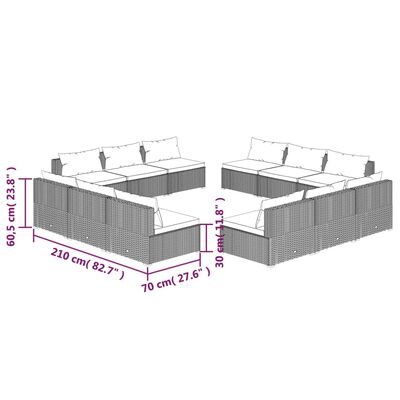 vidaXL 12-cz. zestaw wypoczynkowy do ogrodu, poduszki, rattan PE, brąz