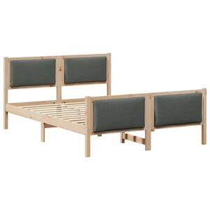 vidaXL Ramka ł&oacute;żka Z zagł&oacute;wkiem Ciemnoszary 135 x 190 cm tkanina