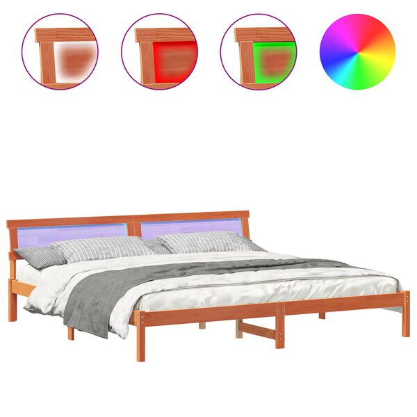 vidaXL Ramka ł&oacute;żka Woskowy Brąz 200 x 200 cm Lite drewno sosnowe