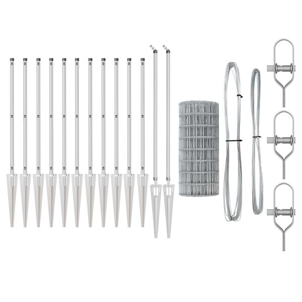 vidaXL Ogrodzenie z słupkiem Srebrny 1 x 10 m Stal