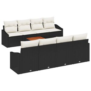 vidaXL Zestaw Sof na Ogr&oacute;d z poduszką 9 pcs Czarny polirattan