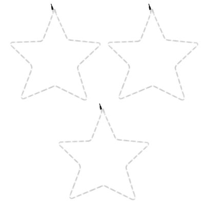 vidaXL Gwiazdy świąteczne, 48 ciepłych białych LED, 3 szt., 56 cm