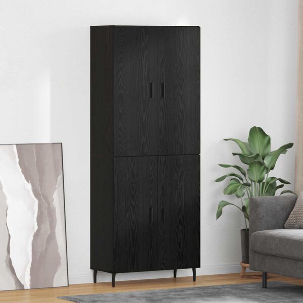 vidaXL Highboard 2 pcs Czarny dąb Drewno inżynieryjne i szkło