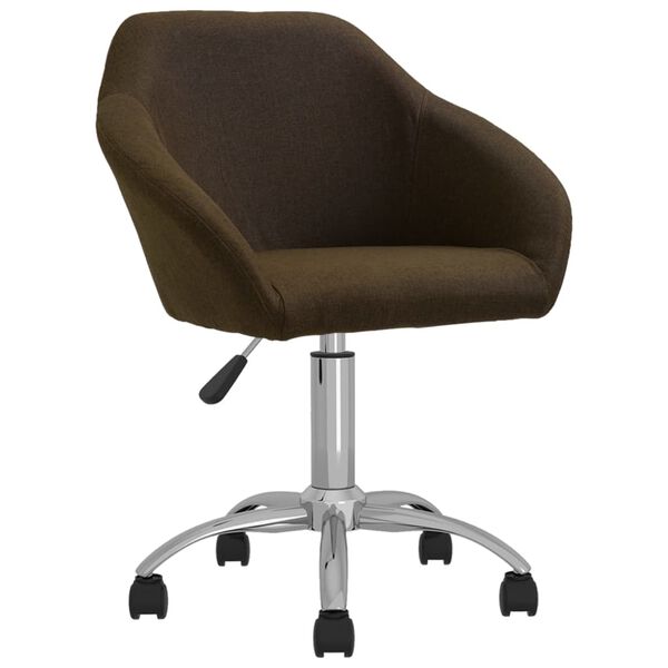 vidaXL Obrotowe krzesło stołowe, ciemnobrązowe, obite tkaniną