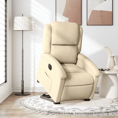 vidaXL Podnoszony fotel masujący, elektryczny, rozkładany, kremowy