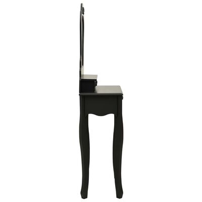 vidaXL Toaletka ze stołkiem, czarna, 50x59x136 cm, drewno paulowni