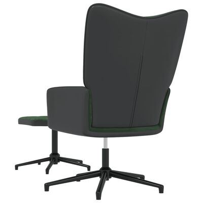 vidaXL Fotel z podnóżkiem, ciemnozielony, aksamit i PVC