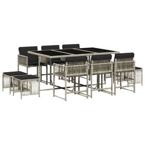 vidaXL 11-cz. zestaw mebli do ogrodu z poduszkami jasnoszary rattan PE