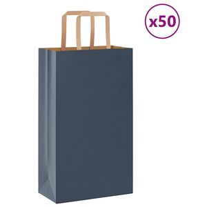vidaXL Torby papierowe 50 szt. z uchwytami Niebieskie 21x11x36 cm