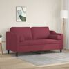 vidaXL 2-osobowa sofa z poduszkami, winna czerwień, 140 cm, tkanina
