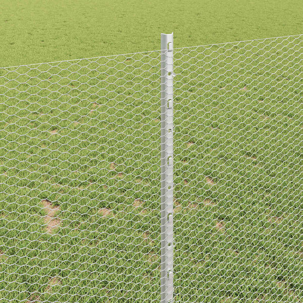 vidaXL Ogrodzenie z słupkiem Srebrny 1 x 10 m Stal