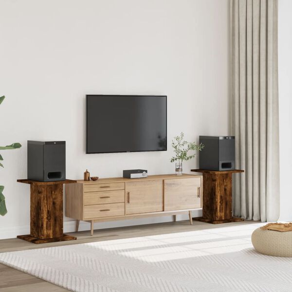 vidaXL Podstawki pod głośniki, 2 szt., przydymiony dąb, 30x30x60 cm