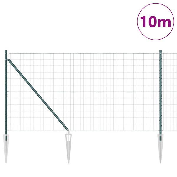 vidaXL Ogrodzenie z słupkiem Zielony 1,2 x 10 m Stal i PVC