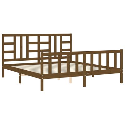 vidaXL Rama łóżka z zagłówkiem, miodowa, 180x200 cm, drewniana
