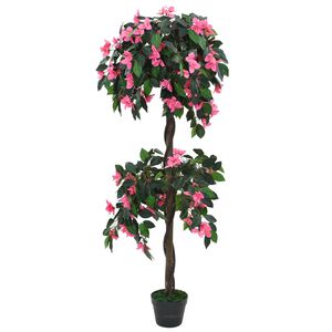 vidaXL Sztuczny rododendron z doniczką, 155 cm, zielony i r&oacute;żowy