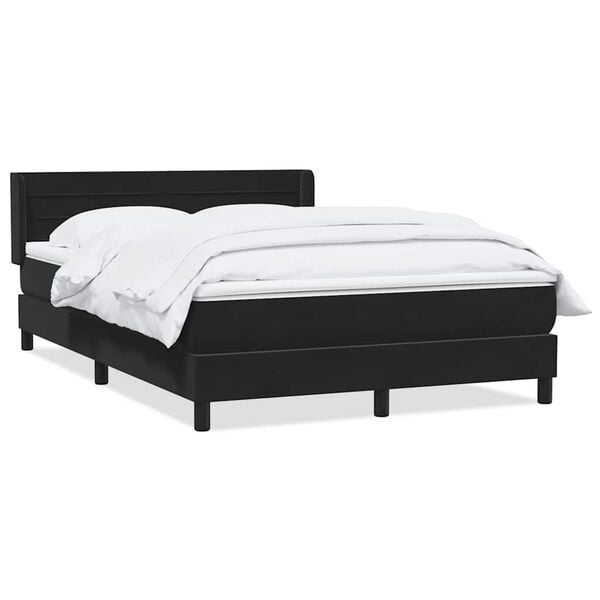 vidaXL Ł&oacute;żko typu Box Spring z materacem Czarny 160x220 cm Aksamit