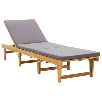 vidaXL Składany leżak z poduszką, lite drewno akacjowe