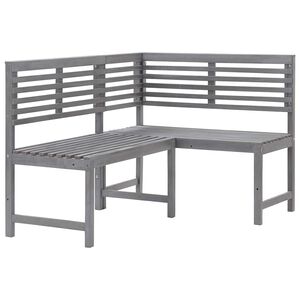 vidaXL Narożna ławka ogrodowa, szara, 140 cm, lite drewno akacjowe