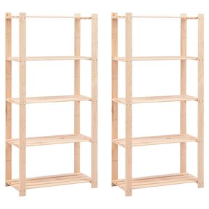 vidaXL Regały z 5 p&oacute;łkami, 2 szt., 80x38x170 cm, sosna, 250 kg