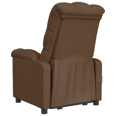 vidaXL Fotel z masażem, brązowy, obity tkaniną