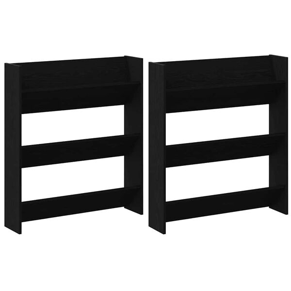 vidaXL Szafka na buty z p&oacute;łką 2 pcs Czarny Dąb 85 x 18 x 90 cm