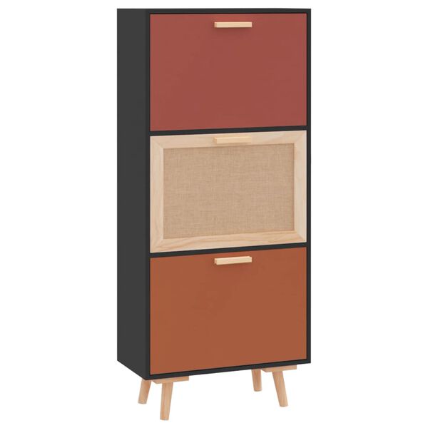 vidaXL Szafka na buty, czarna, 52x25x120 cm, materiał drewnopochodny