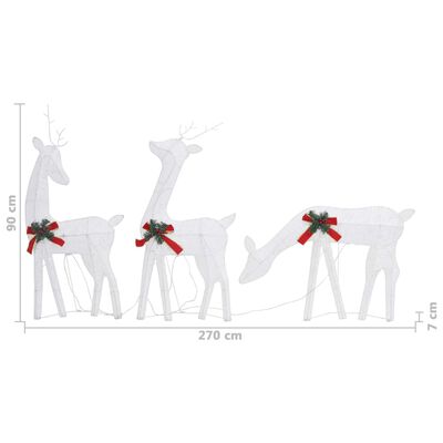 vidaXL Ozdoba świąteczna: rodzina reniferów, 270x7x90 cm, zimna biel