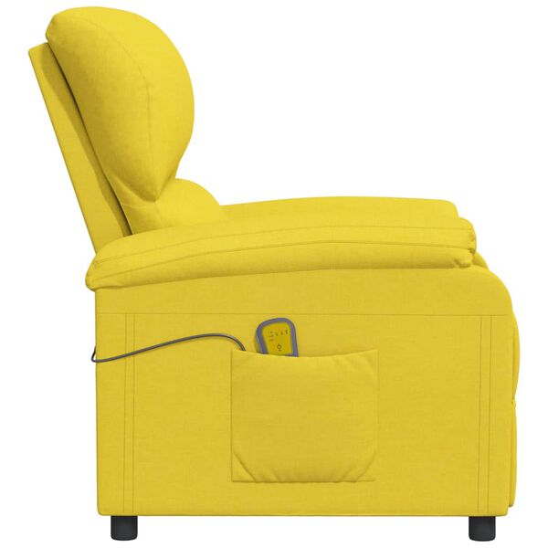 vidaXL Fotel masujący, jasnoż&oacute;łty, obity tkaniną