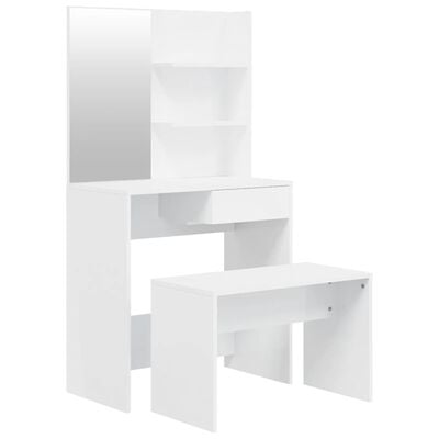 vidaXL Zestaw z toaletką, biały z połyskiem, 74,5x40x141 cm