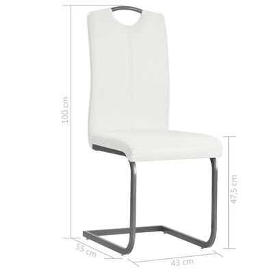 vidaXL Krzesła stołowe, wspornikowe, 2 szt., białe, sztuczna skóra