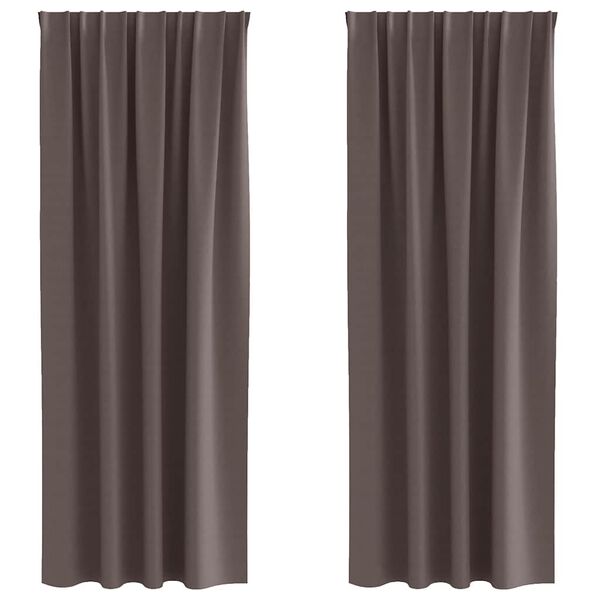 vidaXL Firany blackout z k&oacute;łkami 2 pcs Ciemny brąz 225 x 140 cm