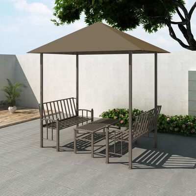 vidaXL Zadaszenie ogrodowe ze stołem i ławkami, 2,5x1,5x2,4 m, taupe