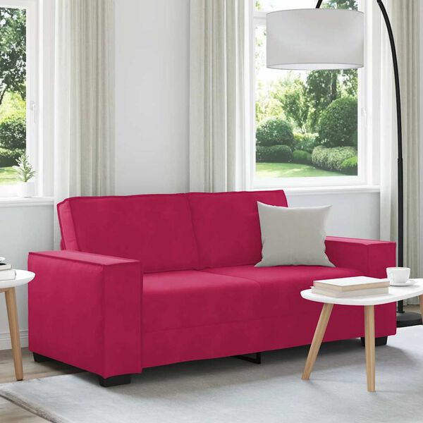 vidaXL Sofa 2-osobowa, winna czerwień, 140 cm, tapicerowana aksamitem