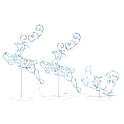 vidaXL Świąteczne, lecące renifery z saniami, akryl, 260x21x87 cm