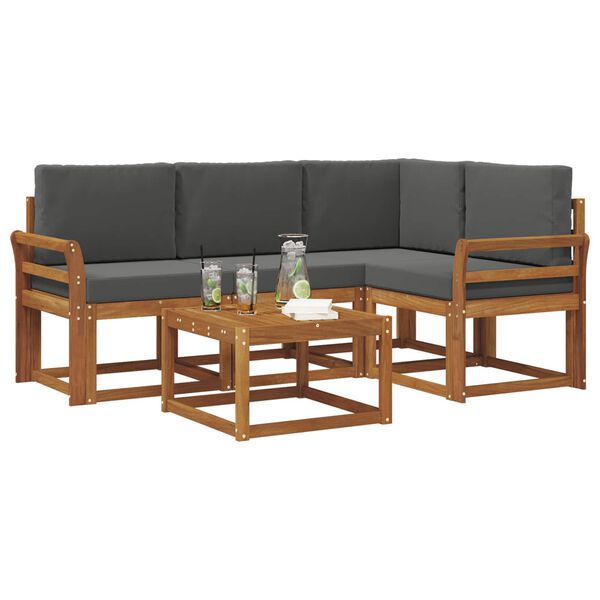 vidaXL Zestaw sof na zewnątrz z poduszką 5 pcs Naturalny i Antracytowy