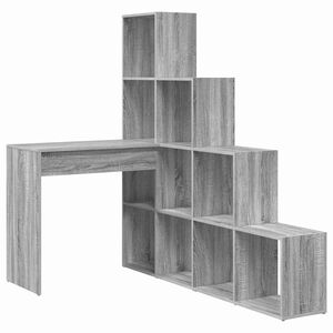 vidaXL Biurko narożne z p&oacute;łką Szary Sonoma 101,5 x 149,5 x 149,5 cm
