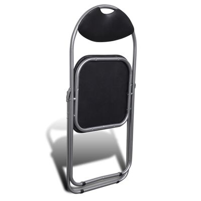 vidaXL Składane krzesła stołowe, 6 szt., czarne, sztuczna skóra i stal