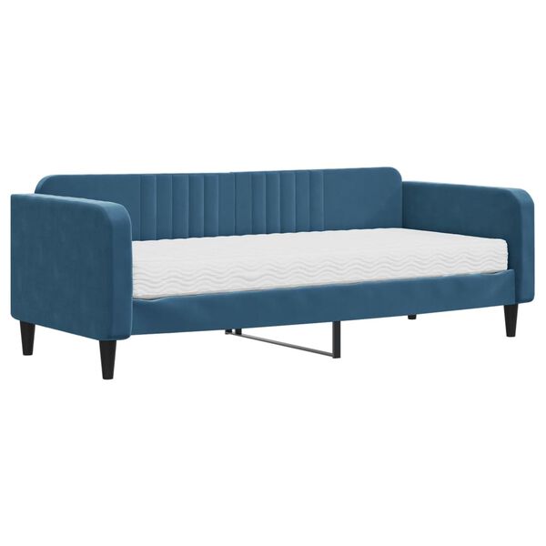 vidaXL Sofa z materacem do spania, niebieska, 90x200 cm, aksamit